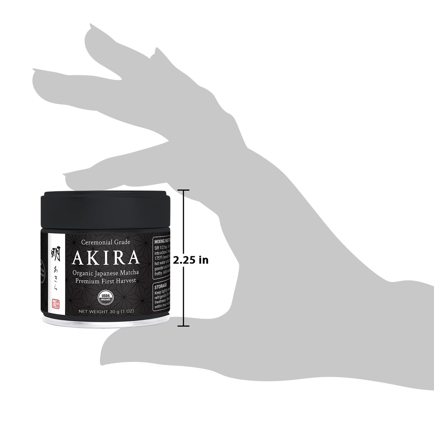 Akira Matcha 30g - Organic Premium Ceremonial Japanese Matcha Green Tea Powder - First Harvest - Zero Sugar - USDA and JAS Certified
