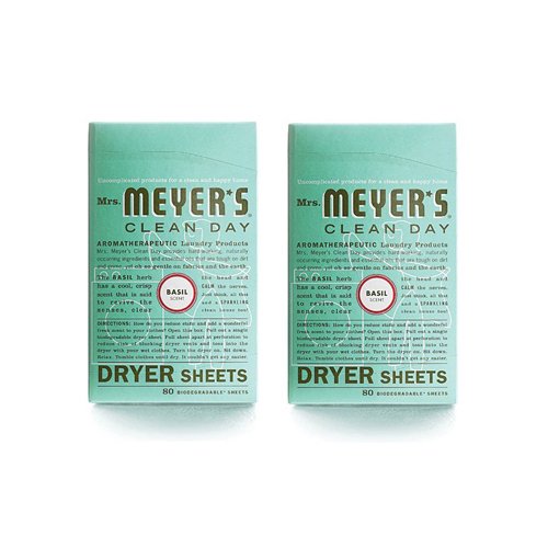 Mrs. Meyer's Dryer Sheets - Basil - Case of 12 - 80 Sheets