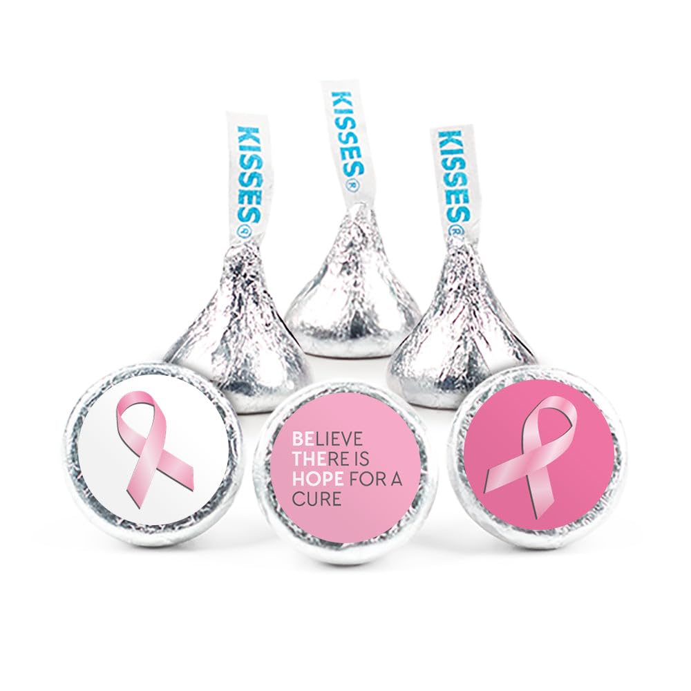 324ct Breast Cancer Awareness Stickers for Kisses - Pink Ribbon Favors