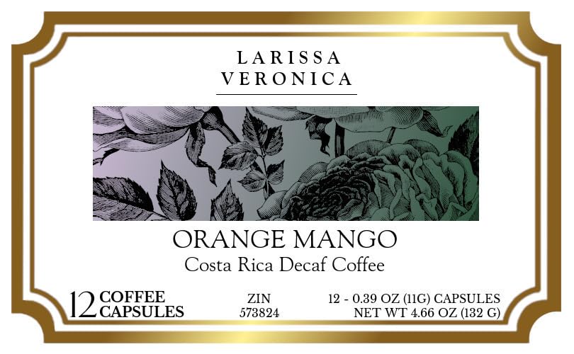 Orange Mango Costa Rica Decaf Coffee (Single Serve K-Cup Pods) (Gourmet, Naturally Flavored, Whole Coffee Beans) (12 pods, ZIN: 573824) - 2 Pack