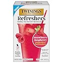 NEW Twinings Strawberry Raspberry Refreshers, Herbal Tea Instant Beverage with Real Strawberry Fruit Bits, 5 Count (Pack of 1), Café Style, No