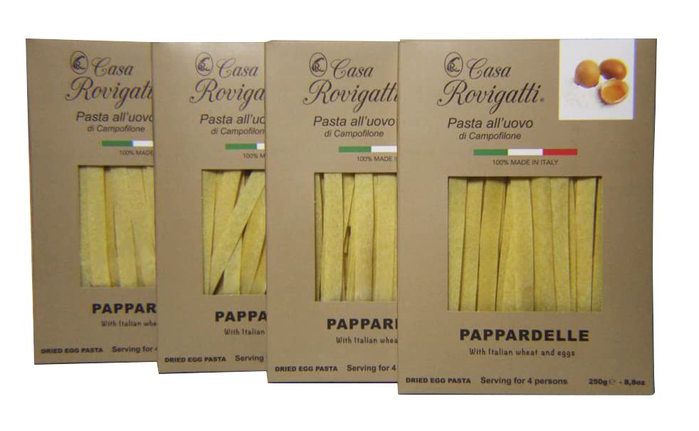 Pappardelle Egg Gourmet Pasta (Pack of 4) - Italian Gourmet Pasta From the Region of Di Campofilone - Imported Gourmet Italian Egg Pasta - 8.8 ounces