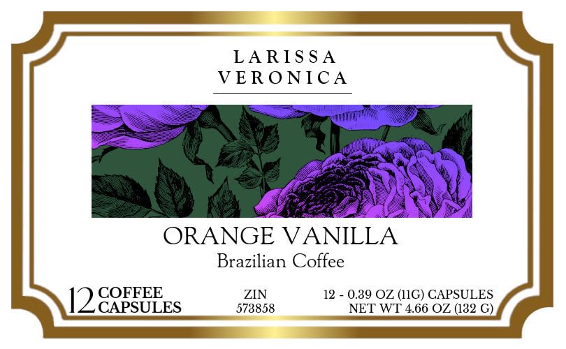 Orange Vanilla Brazilian Coffee (Single Serve K-Cup Pods) (Gourmet, Naturally Flavored, Whole Coffee Beans) (12 pods, ZIN: 573858) - 2 Pack
