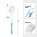 CQT Kitchen Diffusion Type Scrub Brush for Cleaning Dishes Pots Pan Sink and Bathroom with Comfortable Long Handle 4pack (Blue)