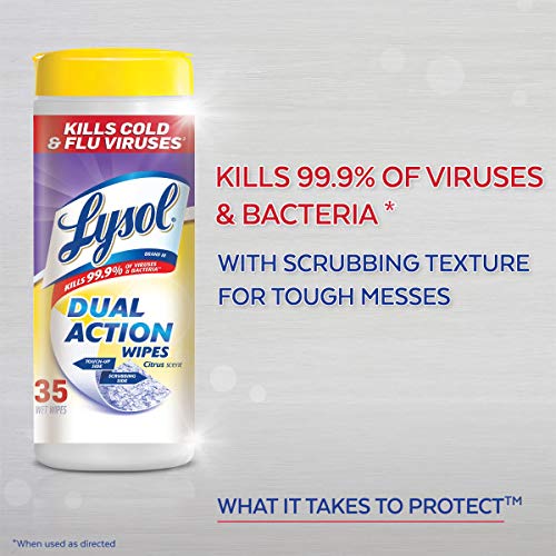 Lysol Dual Action Disinfecting Wipes, Citrus, 75 ct (Packs of 4)