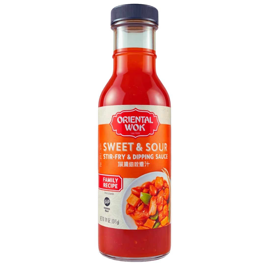 Oriental Wok Gourmet Sweet & Sour Stir-Fry & Dipping Sauce, W/Orange, Pineapple Juice, Apple & Ginger Flavor, Blend of Sweet & Tangy, 14 oz (1 Pack)