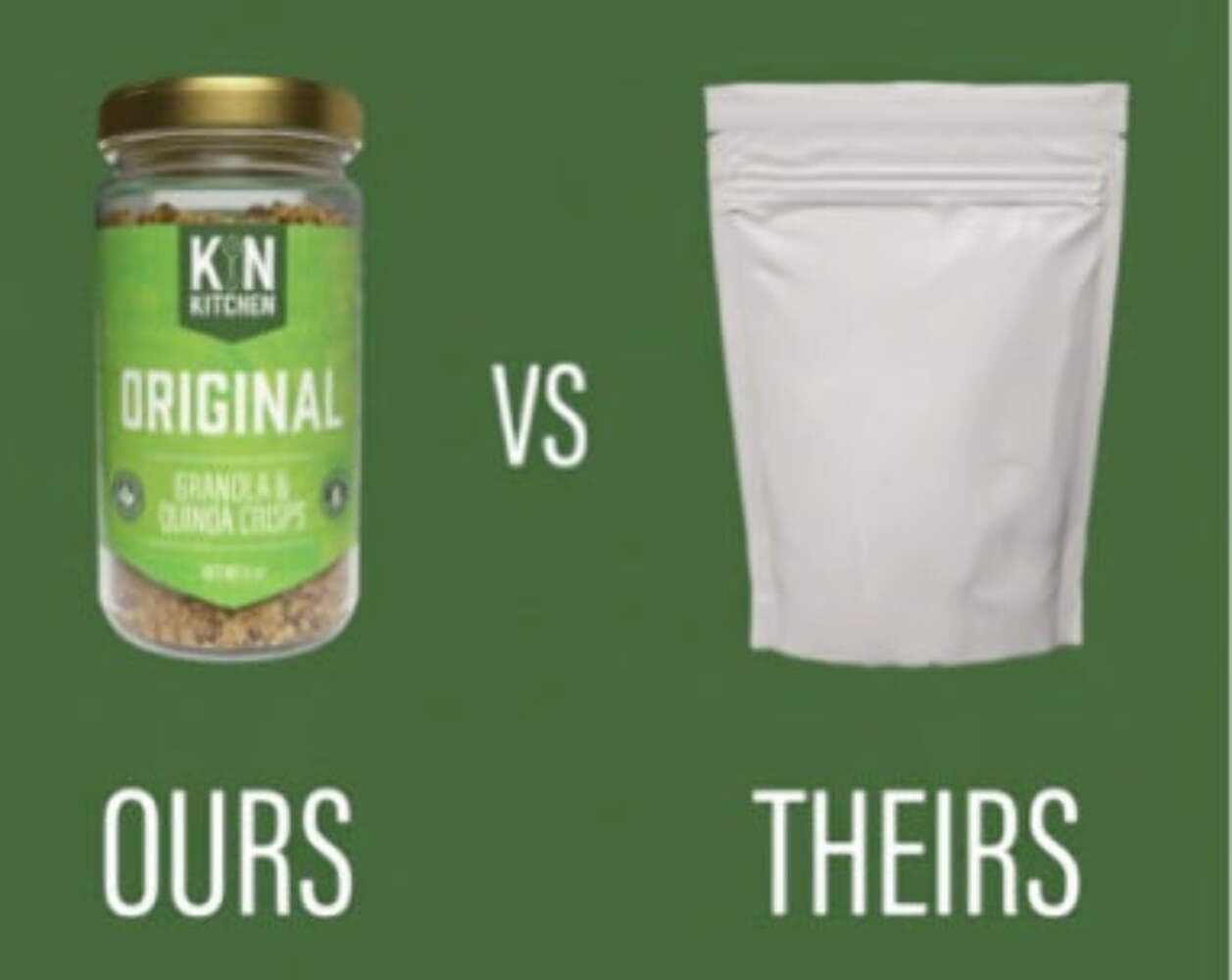 Kin Kitchen non-GMO Granola & Organic Quinoa Crisps, in a Glass Jar Recyclable and Resusable. Made with Real Fruit. No Aritificial Colors, Flavors, or