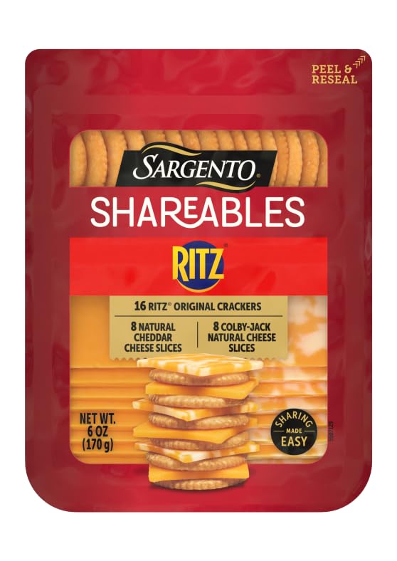 Sargento Shareables Ritz, Variety Pack, Natural Cheddar Cheese Slices, & Colby-Jack Natural Cheese Slices 6 oz, 3 Pack