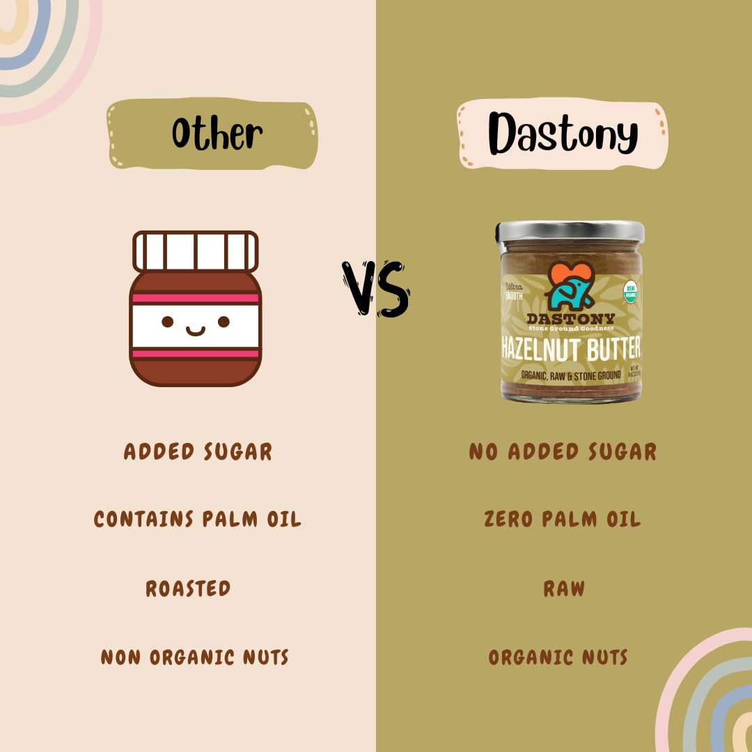 Dastony Organic Raw Hazelnut Butter, 8 oz | Only One Ingredient | Vegan, Paleo and Keto Friendly, Non GMO, Gluten-free - Pack of 1