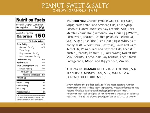 Sunbelt Bakery Peanut Sweet & Salty Chewy Granola Bars, 48-1.0 OZ Bars