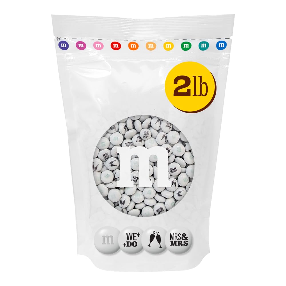 M&M'S Mrs. and Mrs. Wedding Milk Chocolate Candy, 2 lb Bulk Resealable Bag