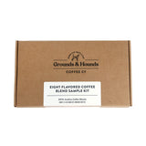 Grounds & Hounds Eight Flavored Coffee Blend Sample Kit - 100% Organic Coffee Grounds, Coffee Frac Pack, Ground Coffee Variety Pack, Includes Eight