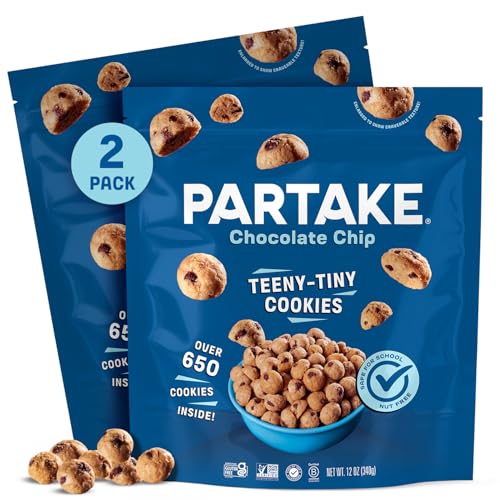 Gluten Free Partake Teeny Tiny Crunchy Chocolate Chip Cookies - Vegan - Free From the Top 9 Allergens Including Dairy, Wheat, Soy, Eggs, & Peanuts