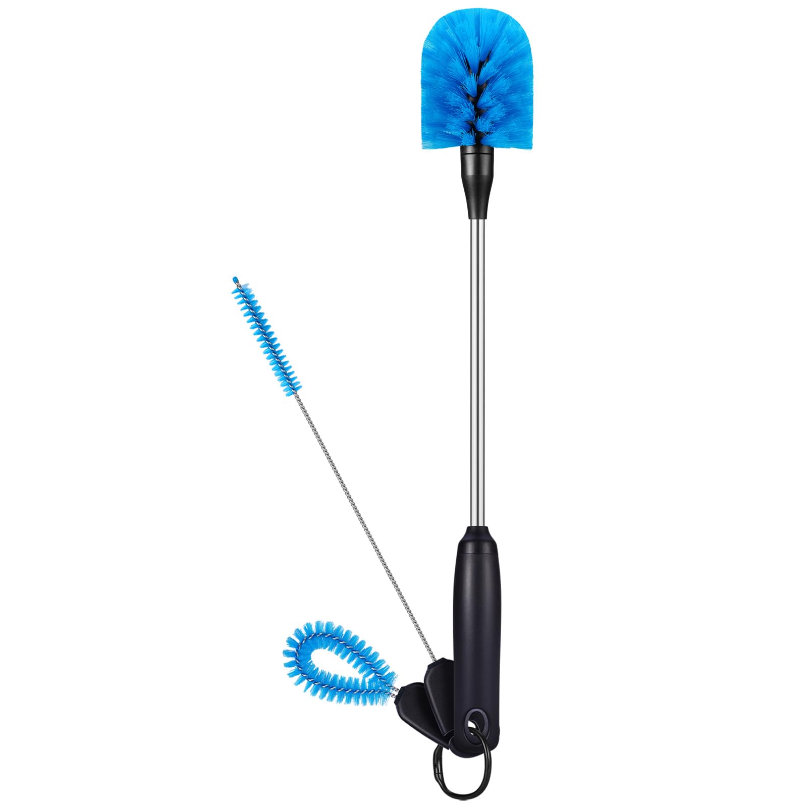 MOSOLAN 3-in-1 Stainless Steel Bottle Brush and Straw Cleaning Set, Long Handle Scrub Brush with Replaceable Head for Water Bottles, Glasswares, Mugs