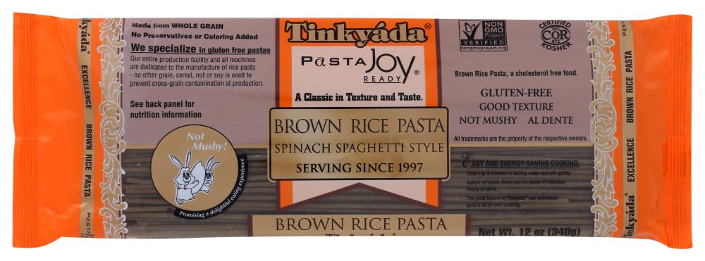 Timkyada Brown Rice Pasta Spinach Spaghetti Style, PACK OF 2 (12 oz. each)