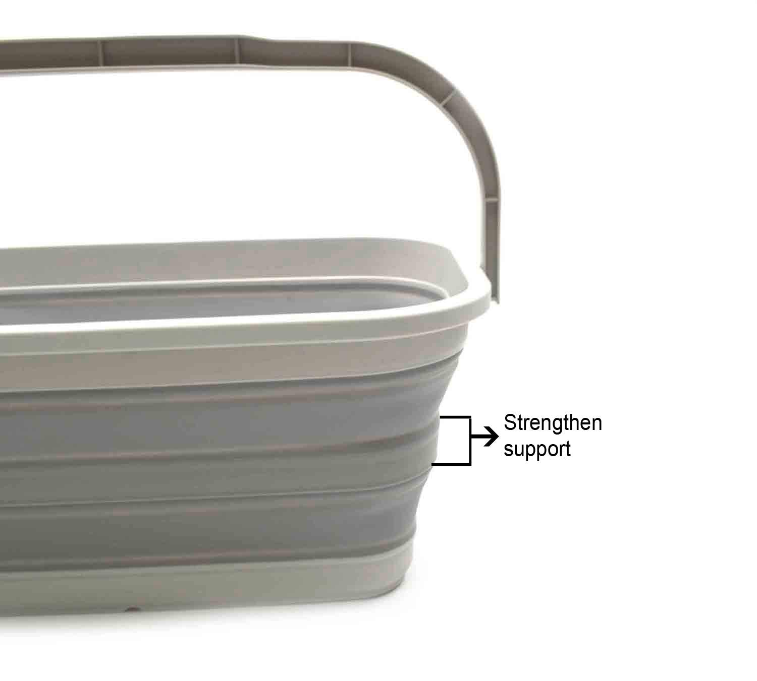 SAMMART Set of 2-11.6L (3.06 Gallon) Collapsible Rectangular Handy Basket/Bucket (Grey, 2)