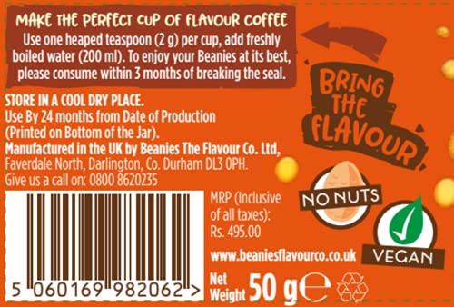 Beanies Flavour Instant Coffee - Creamy Caramel Instant Flavored Coffee - Bold & Adventurous Full-On Flavor - An Indulgent Sugar Free Taste Explosion