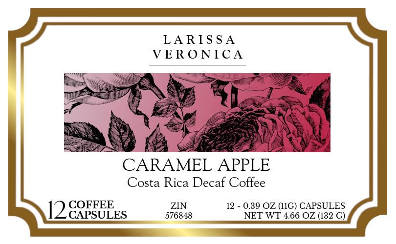 Caramel Apple Costa Rica Decaf Coffee (Single Serve K-Cup Pods) (Gourmet, Naturally Flavored, Whole Coffee Beans) (12 pods, ZIN: 576848) - 2 Pack
