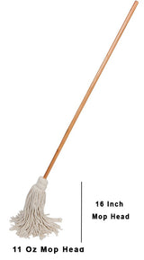 Tidy Tools Large Wet Deck Cotton Mop with Solid Wood Handle (11 Oz, White)