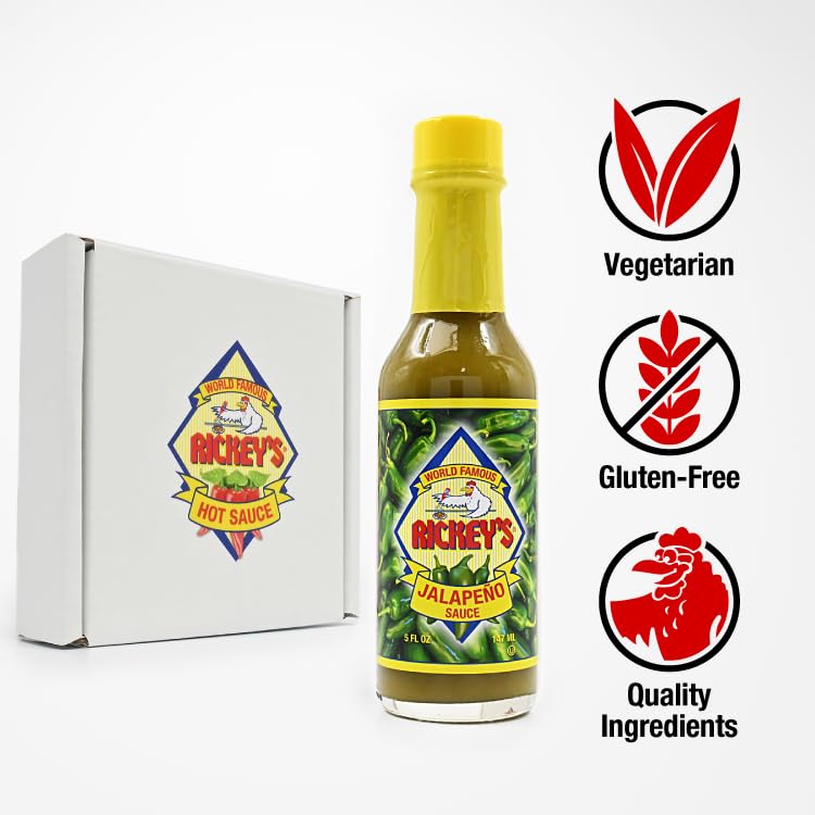 RICKEY'S Jalapeño Heat Pack, Gourmet Hot Sauce of Original, Jalapeño, and Phantasma Flavors, 3-Bottle Set