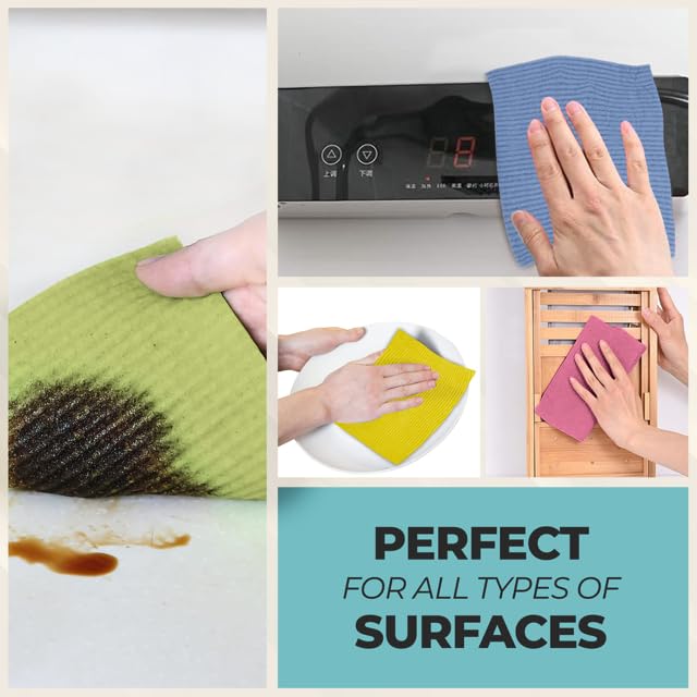 Purely Calm - Swedish Cloth 6 Pack for Kitchen, Eco-Friendly Reusable Dish Towels, Absorbent and Odor-Free Cleaning Cloths for Home
