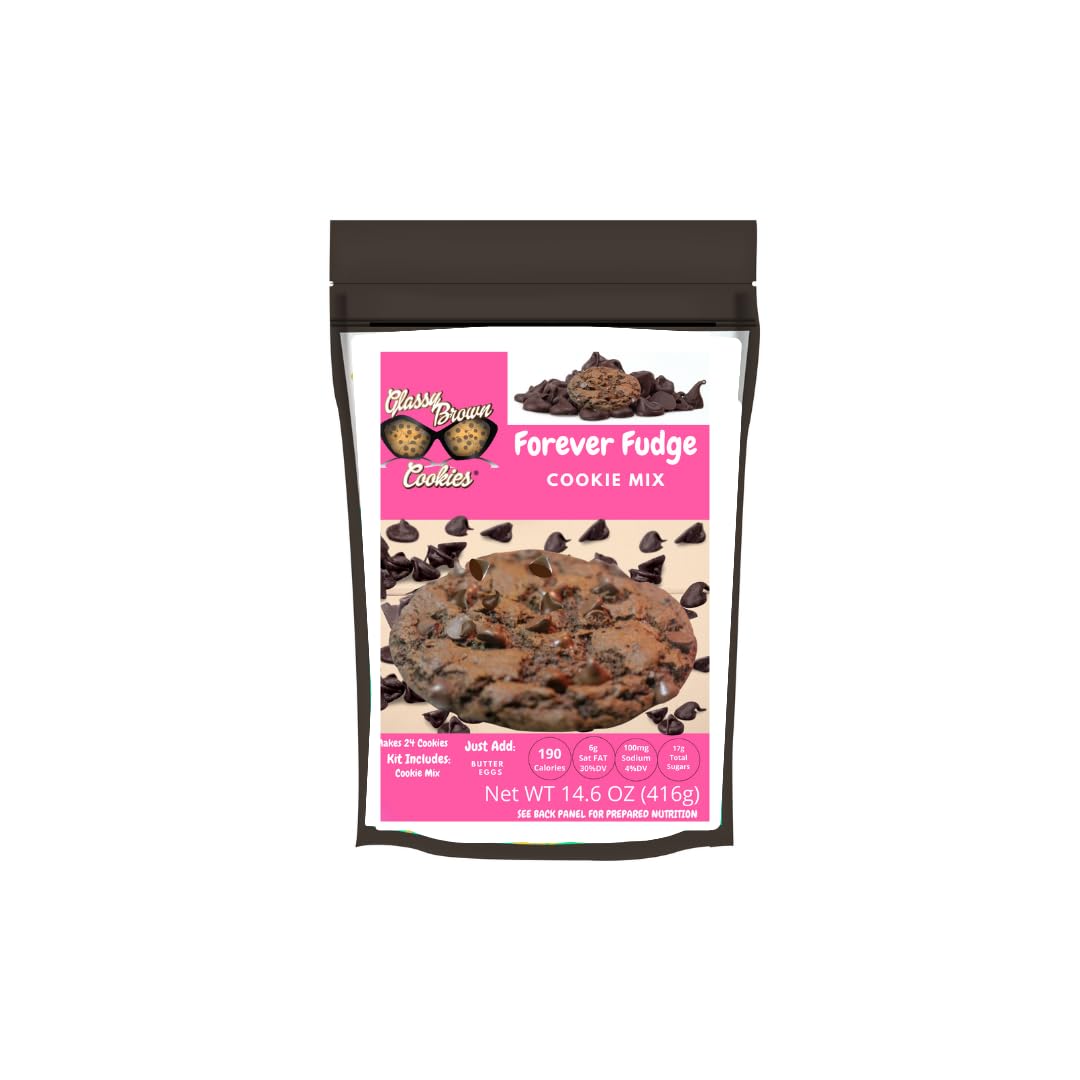 Glassy Brown Cookies - Forever Fudge Cookie Mix | Soft Cookies Variety Pack | Forever Fudge Edible Cookie Dough Bites | Butter Cookies With No Preservatives | Double Chocolate Baking Mix Pack - 14.6 OZ (416g)