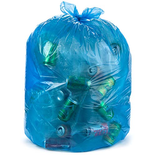 Aluf Plastics Heavy Duty 55 Gallon Blue Trash Bags - (Value 50 Pack) - 1.5 MIL equivalent Industrial Strength Plastic 35" x 55" for 50-55 Gal Cans