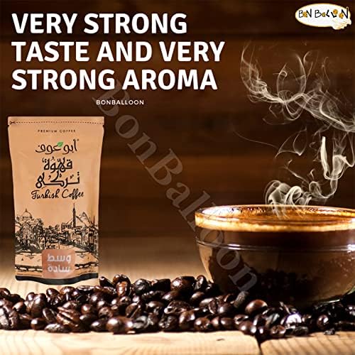 Abu Auf AbuAuf Oriental Original Turkish Coffee Cafe Arabic Arabian Arabica Ground Roasted Mud Coffee Plain Medium Roast (Plain Medium Roast 7.05 oz
