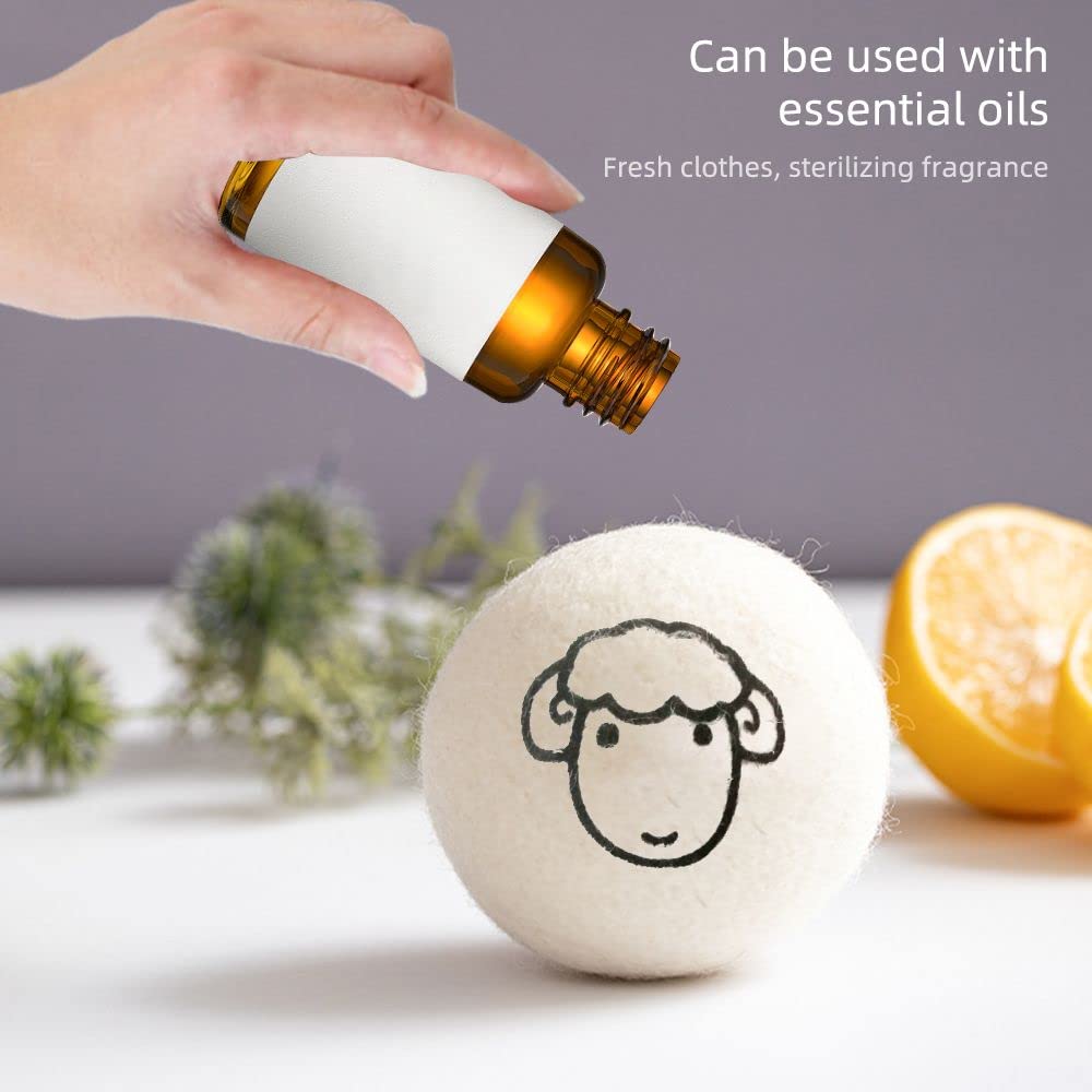 Wool Dryer Balls, Reusable Laundry Balls Softener Washing Fleece Dry Kit Anti-Static Reduce Wrinkles and Save Time Drying Ball(2 pcs-with Pattern)