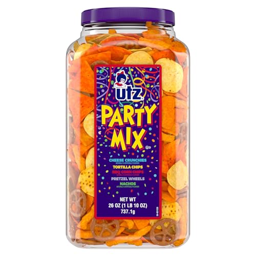 Utz Party Mix - Tasty Snack Mix Includes Corn Tortillas, Nacho Tortillas, Pretzels, BBQ Corn Chips and Cheese Curls, Cholesterol Free and Trans-Fat