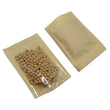 FERENLI 50 Pcs 3.9x5.9 inch (Inside Size 3.1x3.3) Clear Front Brown Kraft Paper for Zip Plastic Package Lock Bag Doypack Stand Up Pouch Reclosable