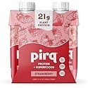 Pirq Plant-Based Protein Shakes | Strawberry 11 Fl Oz (Pack of 4) | Dairy-Free, Gluten-Free, Soy-Free, Zero Sugar
