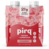 Pirq Plant-Based Protein Shakes | Strawberry 11 Fl Oz (Pack of 4) | Dairy-Free, Gluten-Free, Soy-Free, Zero Sugar