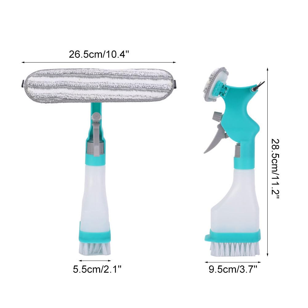DONGKER 4 in 1 Window Cleaning Kit,Multifunction Window Cleaner Tool with Spray Bottle Squeegee & Microfiber Washer Head for Indoor Outdoor Glass
