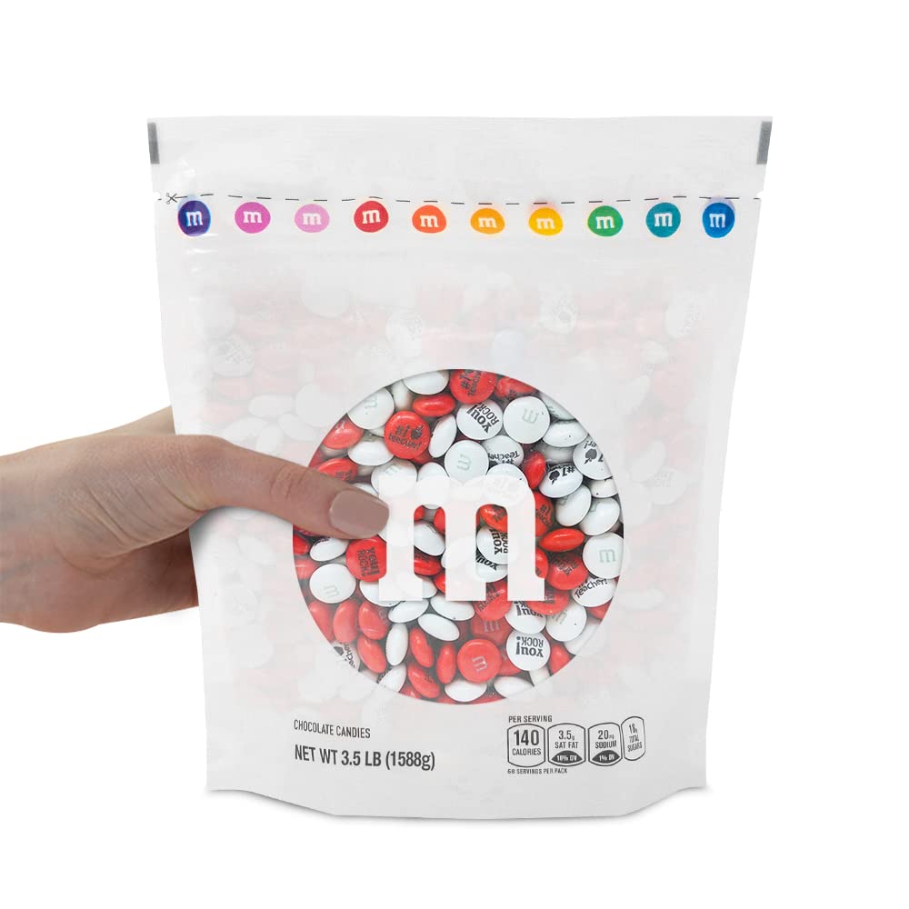 M&M'S Teacher Appreciation Milk Chocolate Candies, 2 Pounds, Red & White M&M'S With Teacher Themed Icons