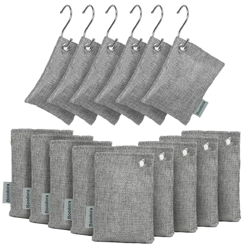 Boodora Activated Charcoal Bags Air Purifying 15 Pack, Bamboo Charcoal Odor Absorber for Home Closet Car Shoes, 70g Gray, Natural Odor Neutralizer