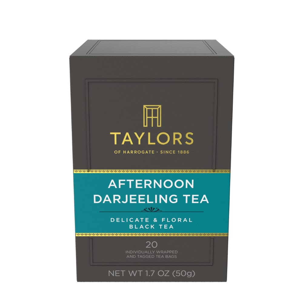 Taylors of Harrogate Afternoon Darjeeling, Black Tea, Individually Wrapped Bags 20 Count (Pack of 6), Delicate, Sweet & Floral, Caffeinated, Enjoy Hot