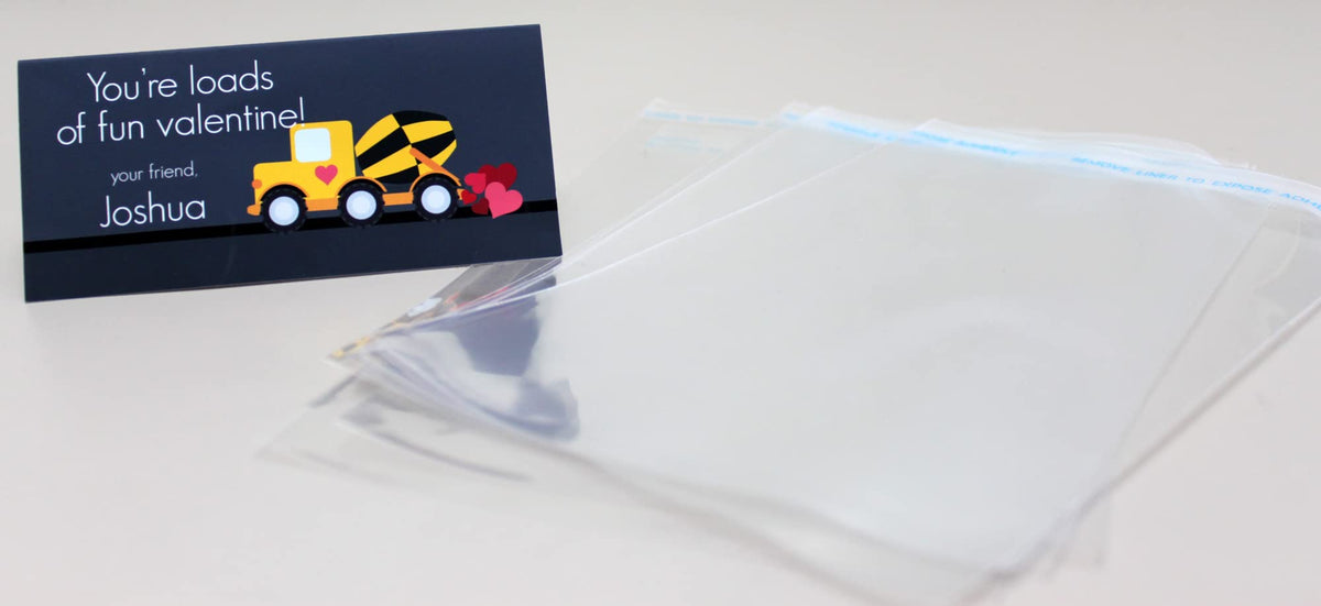 Construction Truck Valentines Candy Bag Toppers | Valentine's Day Gift | 20 per Set
