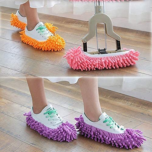 Yueiehe 5 Pairs (10 Pieces) Multi-Function Dust Duster Mop Slippers Shoes Cover, Soft Washable Reusable Microfiber Foot Socks Floor Cleaning Tools