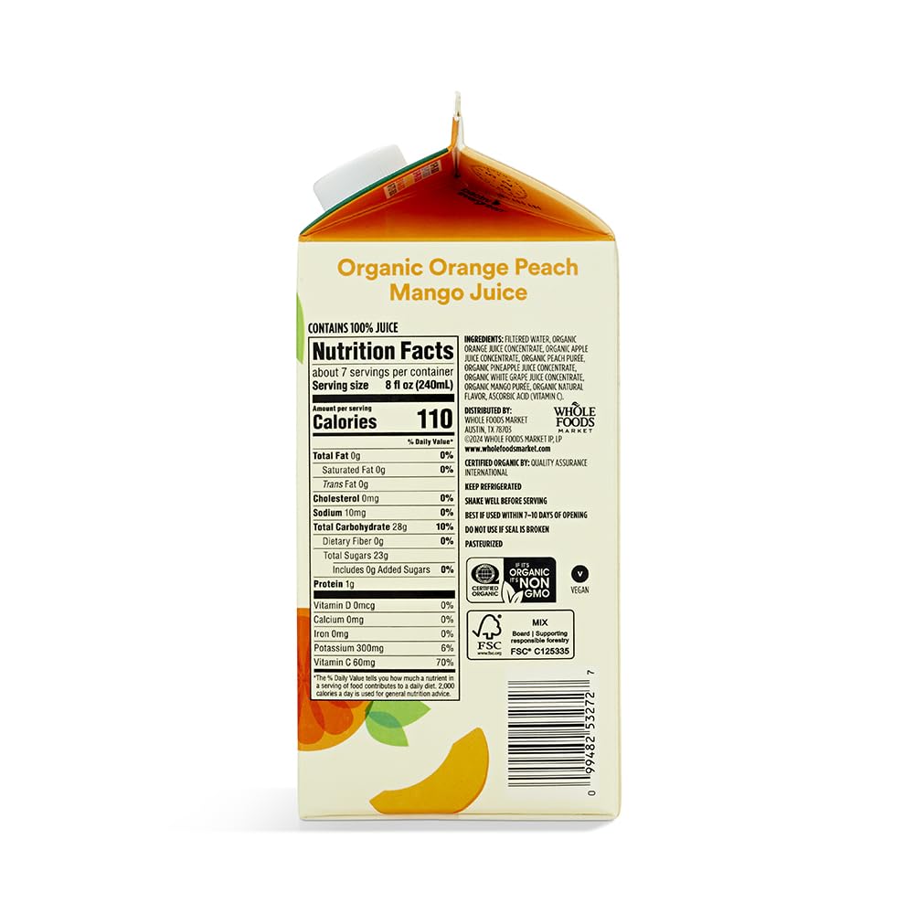 365 By Whole Foods Market, Organic Orange Peach Mango Juice, 52 Fl Oz