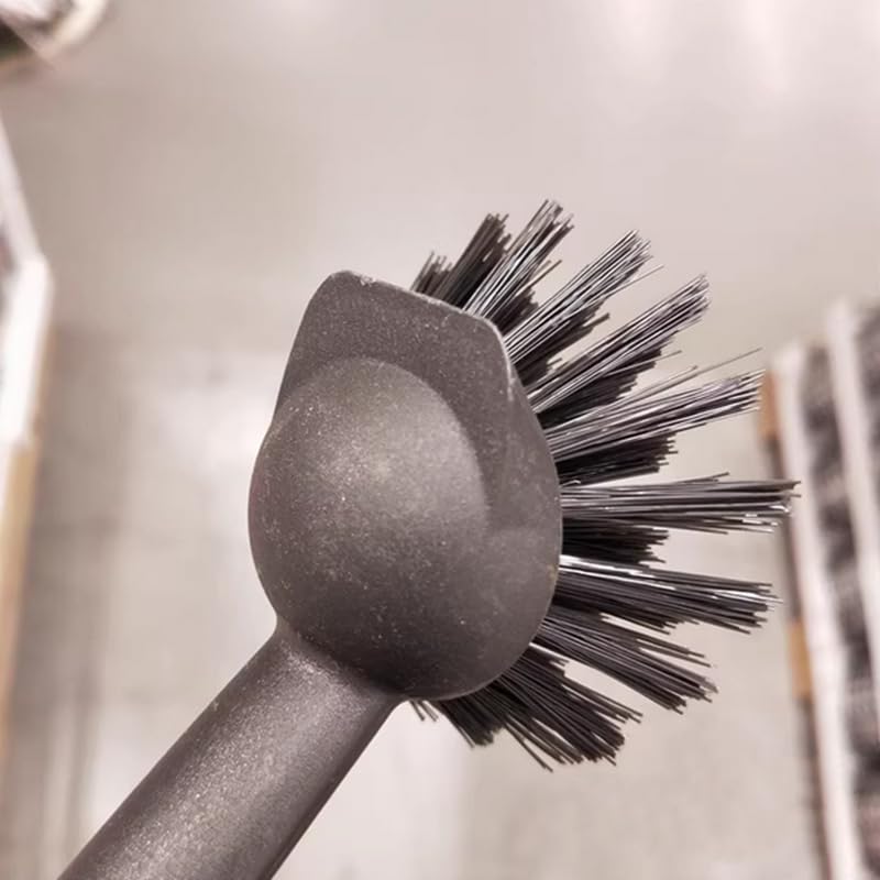 2 Pcs Scrub Brush with Handle 11'' Dish Scrubber Brush Kitchen Sink Brush Black Long Handle Dish Cleaning Brush for Kitchen Dishes Pot Sink
