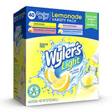 Wyler's Light Lemonade Variety Pack, 40 ct Singles to Go Powder Packets, Water Drink Mix, Variety Pack, Pink, Strawberry & Blueberry Lemonade, Sugar