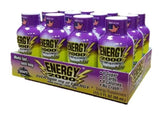 Global Brands Energy 2000 Drink Shot Packs, Over 220mg of Caffeine, No Crash, 12-2oz Bottles (Pack of 12) (Grape)