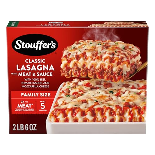 Stouffer's Classic Lasagna with Meat and Sauce, Family Size, Easy Frozen Dinners, Meat Lasagna, Oven Ready, Family Frozen Meals
