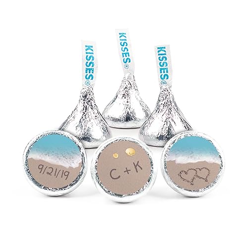 Beach Wedding Stickers 108 ct Personalized Wedding Favors for Kisses Candy (108 Count) - Bridal Shower Favors
