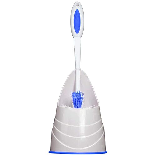 Quickie Toilet Bowl Brush & Holder, White, Toilet Cleaner for Bathroom, Avoids dirt, Comfort Grip, Deep Clean