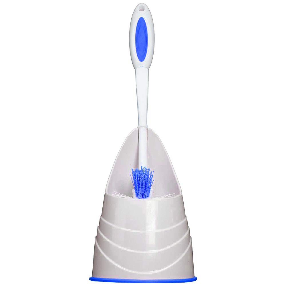 Quickie Toilet Bowl Brush & Holder, White, Toilet Cleaner for Bathroom, Avoids dirt, Comfort Grip, Deep Clean