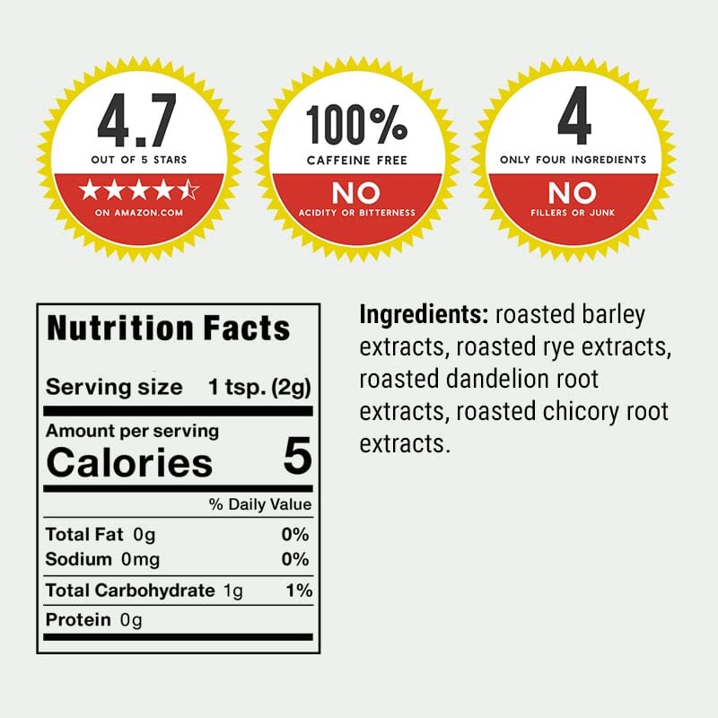 Two 50 Cup Bags of Organic Dandy Blend Instant Herbal Beverage with Dandelion - Two 3.53 oz. Bags