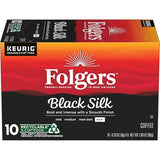Folgers Black Silk Coffee, Dark Roast, Keurig K-Cup Pods, 10 Count Box