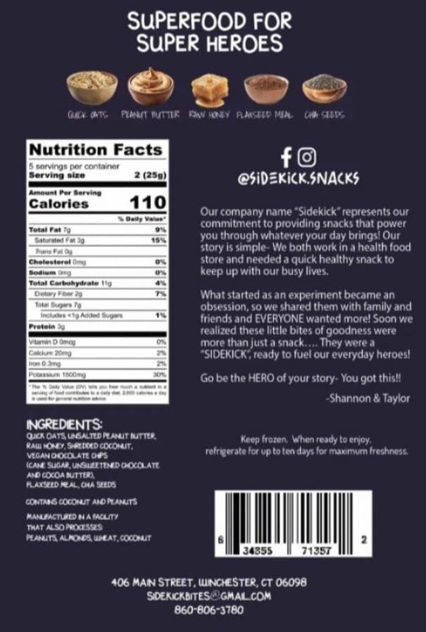 Sidekick Snacks Granola Bites | Coconut Chocolate Chip, No Preservatives, Real Ingredients, Healthy Snack, 10 bites per bag, 3 pk